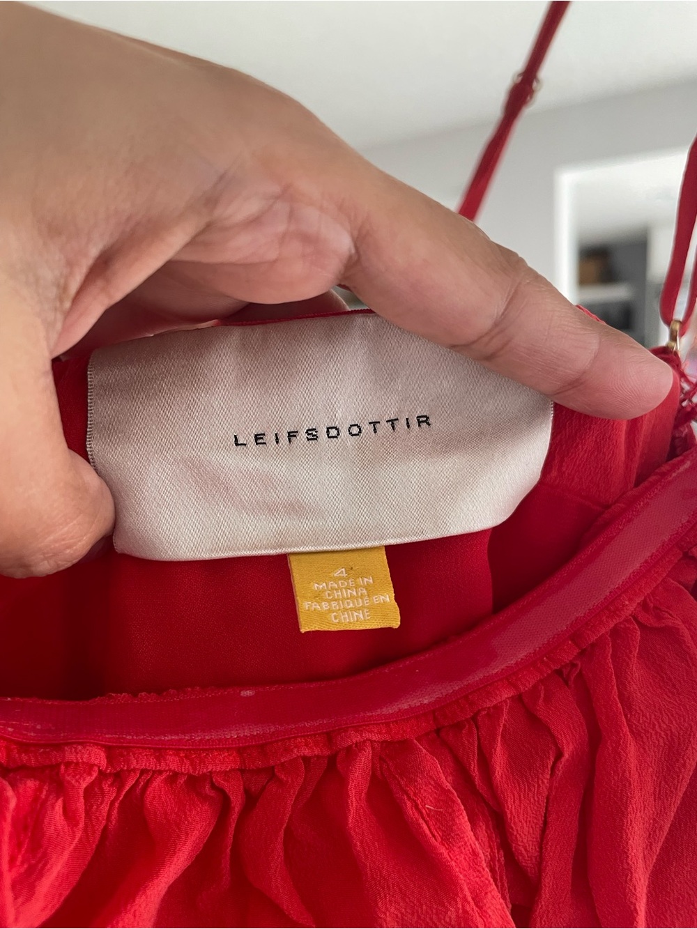 Leifsdottir Silk Petal Dress in Vibrant Red - Picture 4 of 5